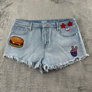 Mossimo Miss Independence Denim Cutoff Shorts Womens 16 USA‎ Patriotic High Rise